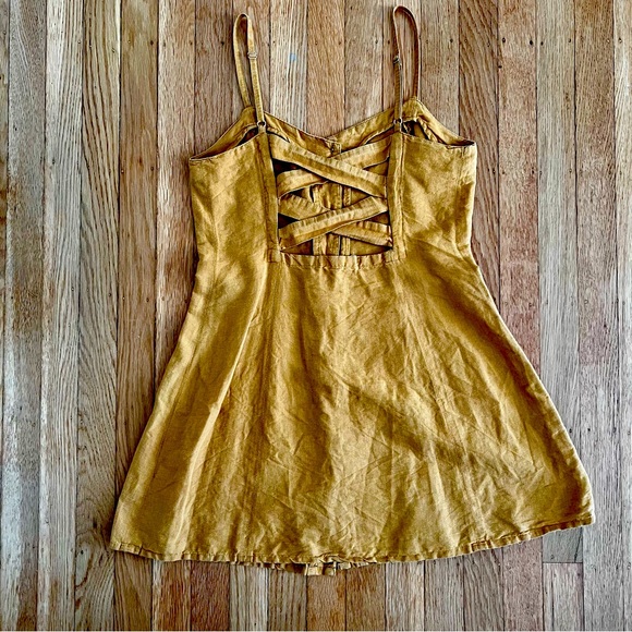 UO Button-Down Strappy Back Linen Dress - Picture 2 of 6